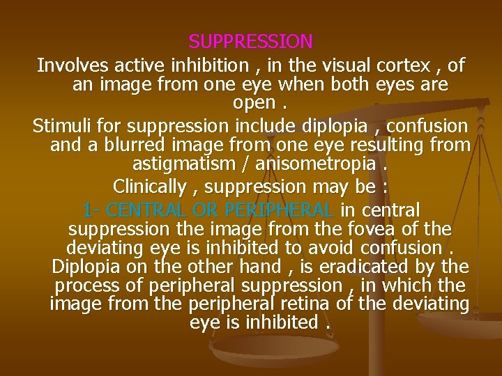 SUPPRESSION Involves active inhibition , in the visual cortex , of an image from