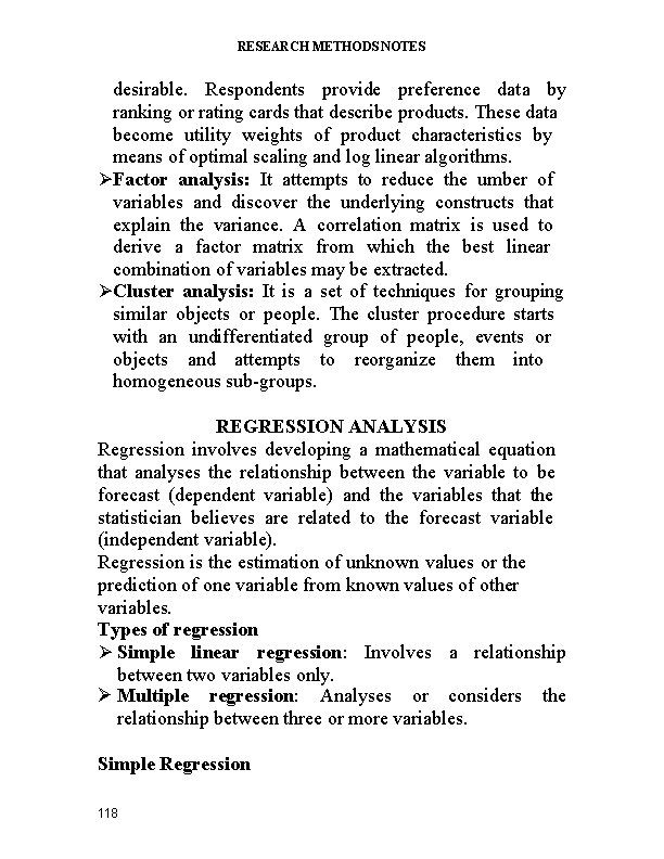 RESEARCH METHODS NOTES desirable. Respondents provide preference data by ranking or rating cards that