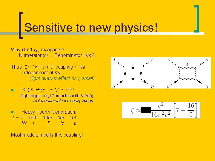 Sensitive to new physics! Why don’t yt , mt appear? Numerator yt 2 ,