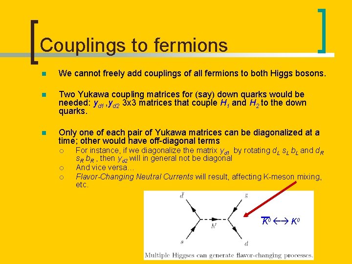 Couplings to fermions n We cannot freely add couplings of all fermions to both