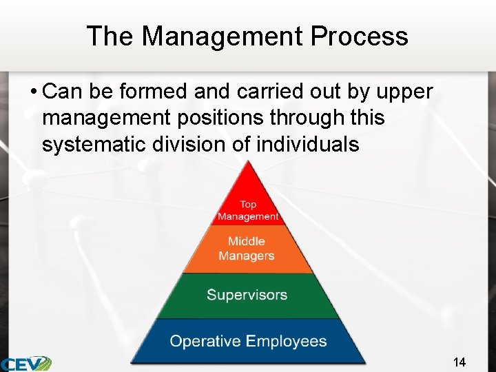 The Management Process • Can be formed and carried out by upper management positions