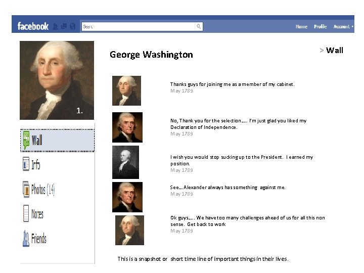 George Washington > Wall Thanks guys for joining me as a member of my