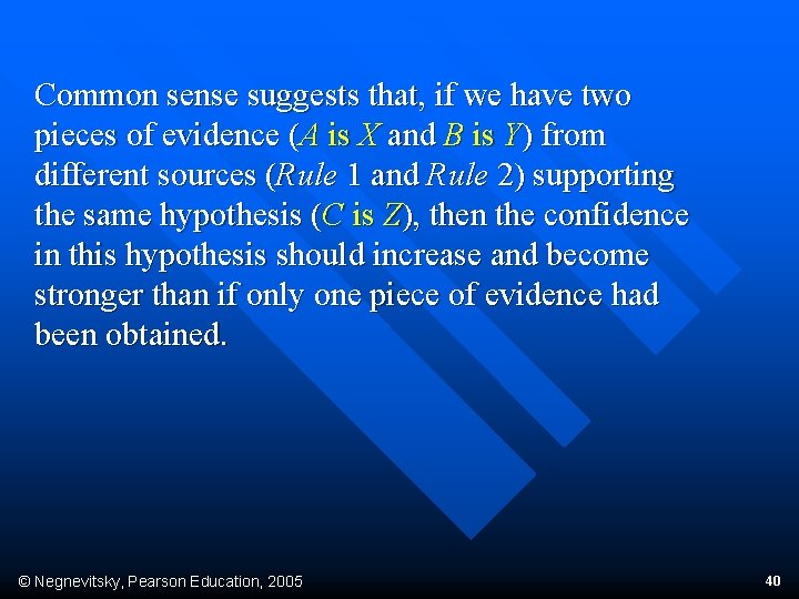 Common sense suggests that, if we have two pieces of evidence (A is X