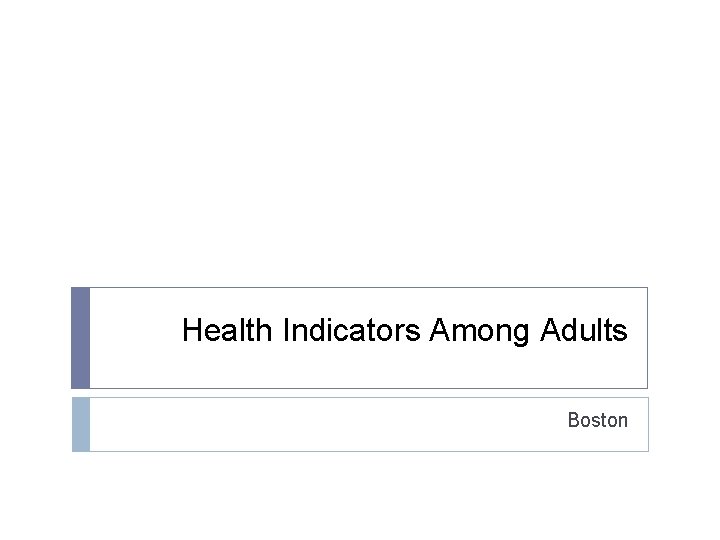 Health Indicators Among Adults Boston 