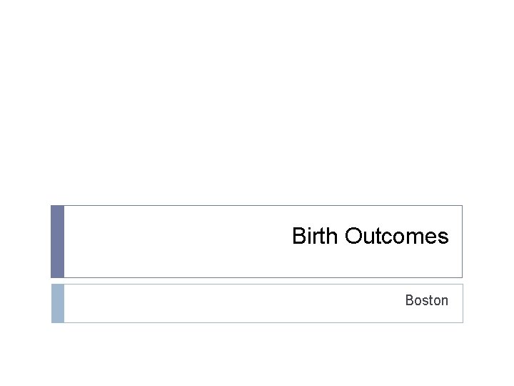 Birth Outcomes Boston 