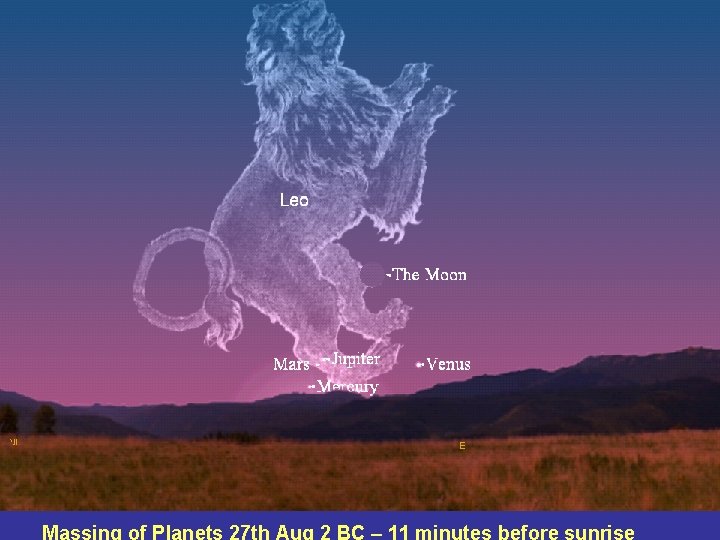 Massing of Planets 27 th Aug 2 BC – 11 minutes before sunrise 