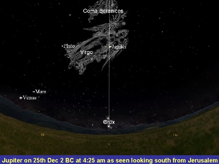 Jupiter on 25 th Dec 2 BC at 4: 25 am as seen looking