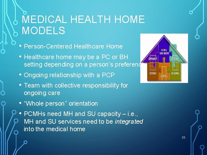 MEDICAL HEALTH HOME MODELS • Person-Centered Healthcare Home • Healthcare home may be a