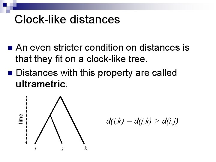 Clock-like distances An even stricter condition on distances is that they fit on a