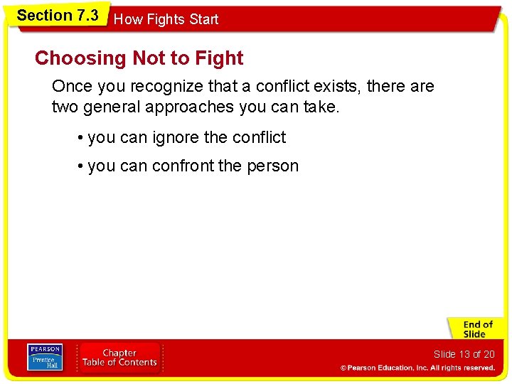 Section 7. 3 How Fights Start Choosing Not to Fight Once you recognize that