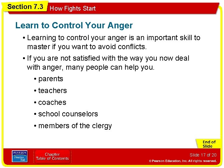 Section 7. 3 How Fights Start Learn to Control Your Anger • Learning to