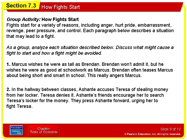 Section 7. 3 How Fights Start Group Activity: How Fights Start Fights start for