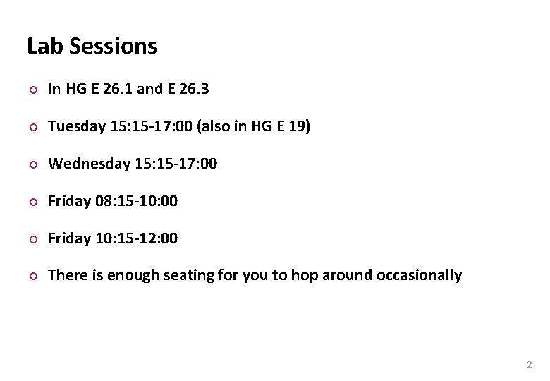 Carnegie Mellon Lab Sessions ¢ In HG E 26. 1 and E 26. 3 Carnegie Mellon Lab Sessions ¢ In HG E 26. 1 and E 26. 3