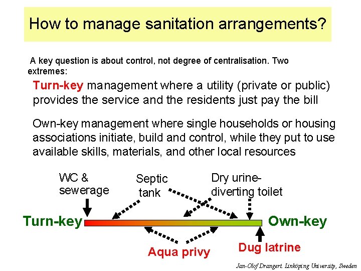 How to manage sanitation arrangements? A key question is about control, not degree of