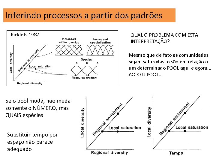 Inferindo processos a partir dos padrões Ricklefs 1987 QUAL O PROBLEMA COM ESTA INTERPRETAÇÃO?