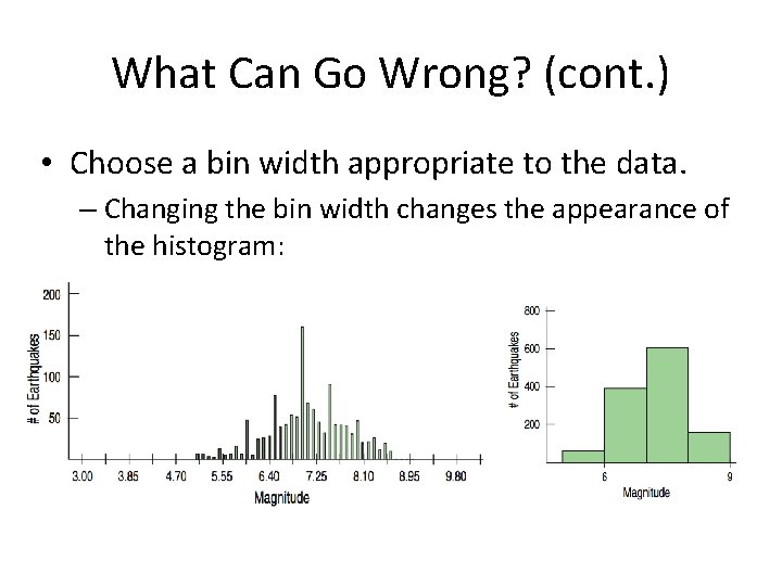 What Can Go Wrong? (cont. ) • Choose a bin width appropriate to the What Can Go Wrong? (cont. ) • Choose a bin width appropriate to the