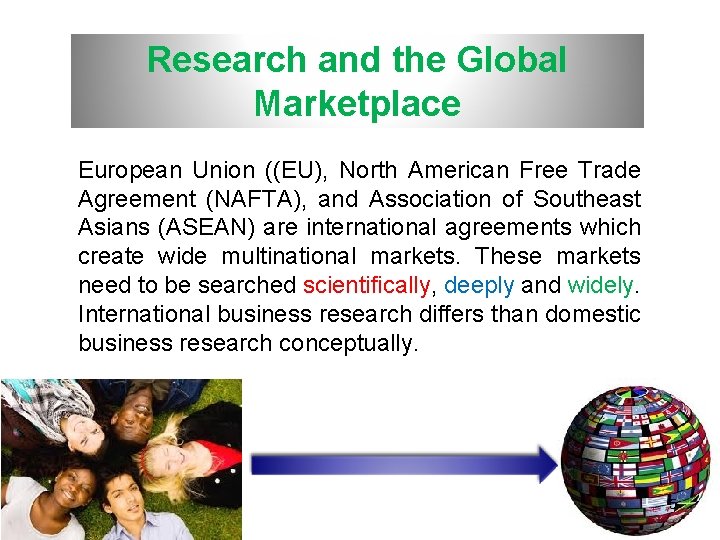 Research and the Global Marketplace European Union ((EU), North American Free Trade Agreement (NAFTA),