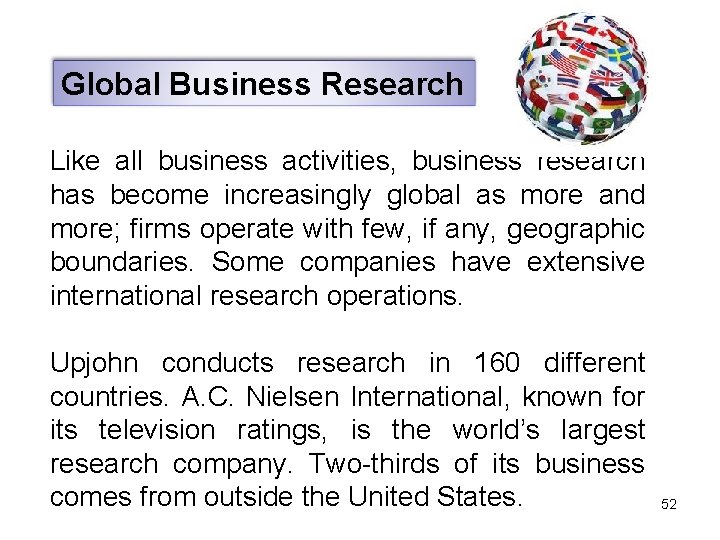 Global Business Research Like all business activities, business research has become increasingly global as