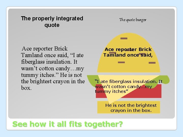 The properly integrated quote Ace reporter Brick Tamland once said, “I ate fiberglass insulation.