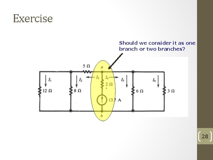 Exercise Should we consider it as one branch or two branches? 28 