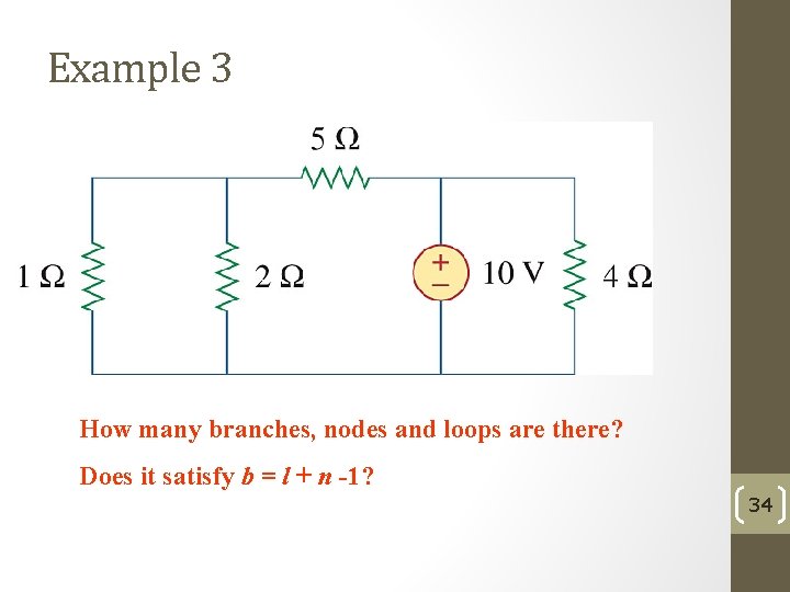 Example 3 How many branches, nodes and loops are there? Does it satisfy b