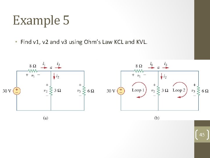 Example 5 • Find v 1, v 2 and v 3 using Ohm’s Law