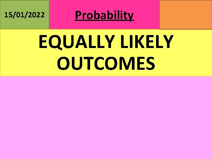 15/01/2022 Probability MATHSWATCH CLIP 14, 59, 60, 125 GRADE 1, 2, 3 EQUALLY LIKELY
