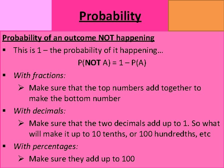 Probability MATHSWATCH CLIP 14, 59, 60, 125 GRADE 1, 2, 3 Probability of an