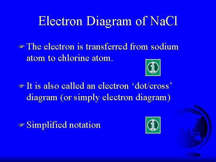 Electron Diagram of Na. Cl F The electron is transferred from sodium atom to