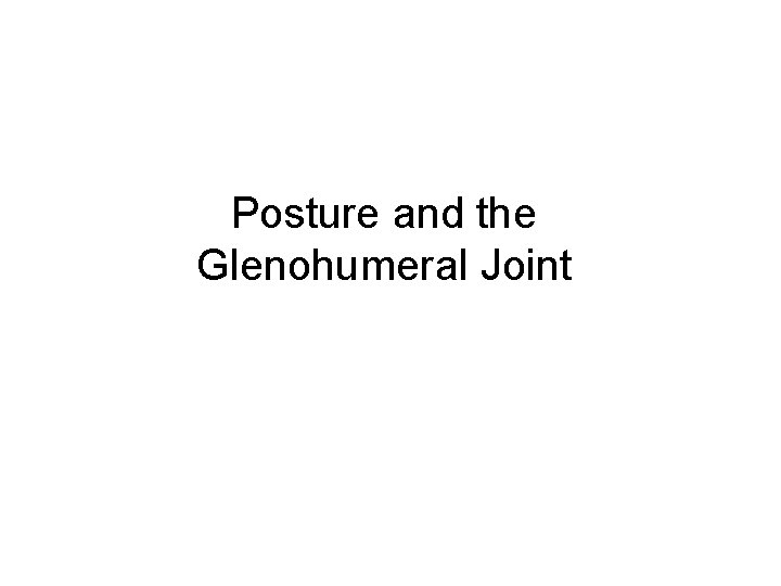 Posture and the Glenohumeral Joint 