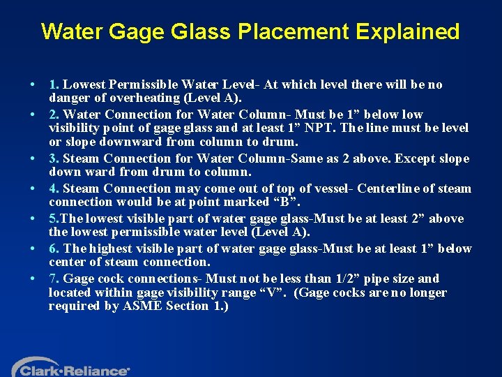 Water Gage Glass Placement Explained • 1. Lowest Permissible Water Level- At which level