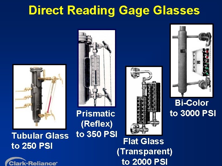 Direct Reading Gage Glasses Bi-Color to 3000 PSI Prismatic (Reflex) Tubular Glass to 350