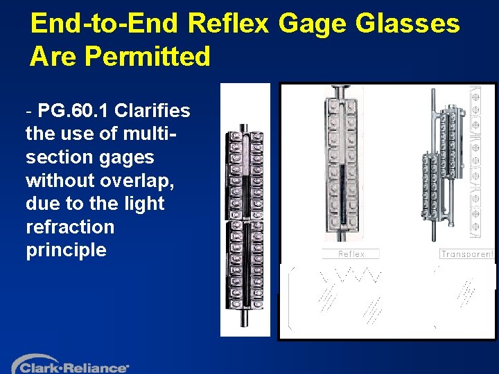 End-to-End Reflex Gage Glasses Are Permitted - PG. 60. 1 Clarifies the use of
