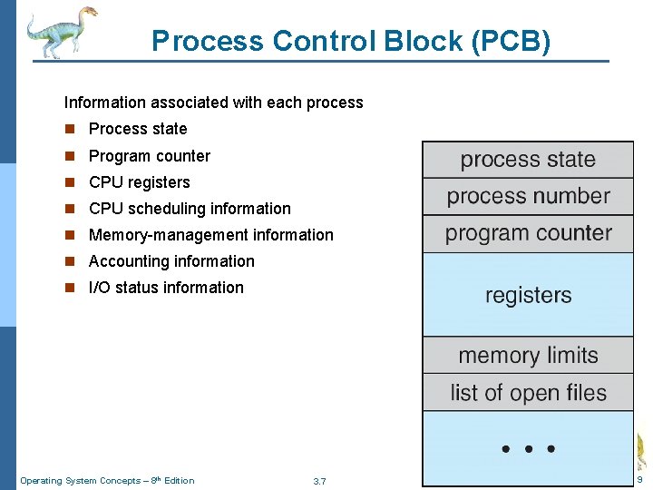 Process Control Block (PCB) Information associated with each process n Process state n Program Process Control Block (PCB) Information associated with each process n Process state n Program