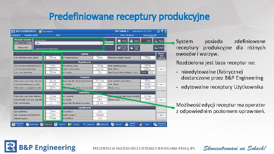 Predefiniowane receptury produkcyjne Kliknij, aby edytować styl • Kliknij, aby edytować style wzorca tekstu