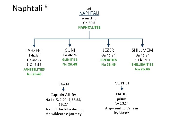 Naphtali 6 #6 NAPHTALI wrestling Ge 30: 8 NAPHTALITES JAHZEEL Jahziel Ge 46: 24