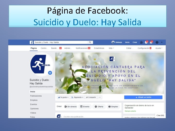 Página de Facebook: Suicidio y Duelo: Hay Salida 