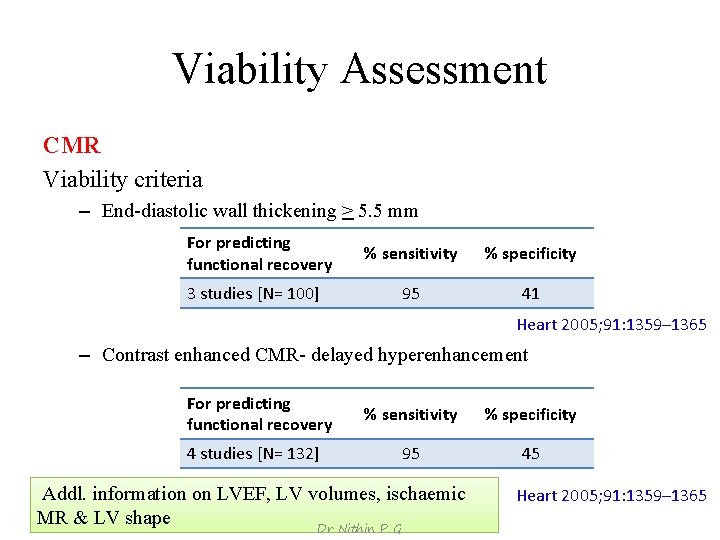 Viability Assessment CMR Viability criteria – End-diastolic wall thickening > 5. 5 mm For