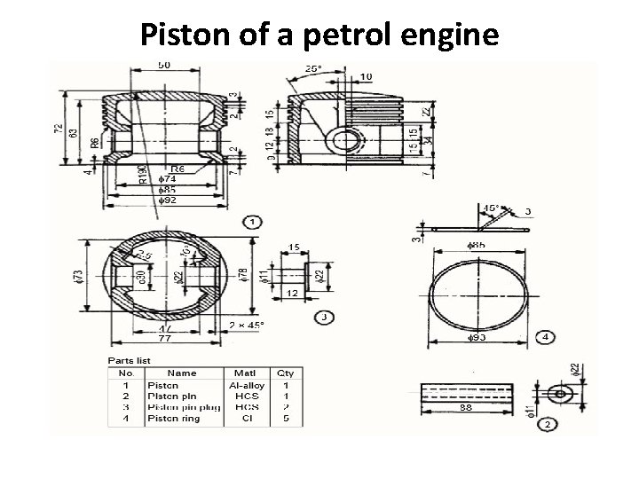 Piston of a petrol engine 