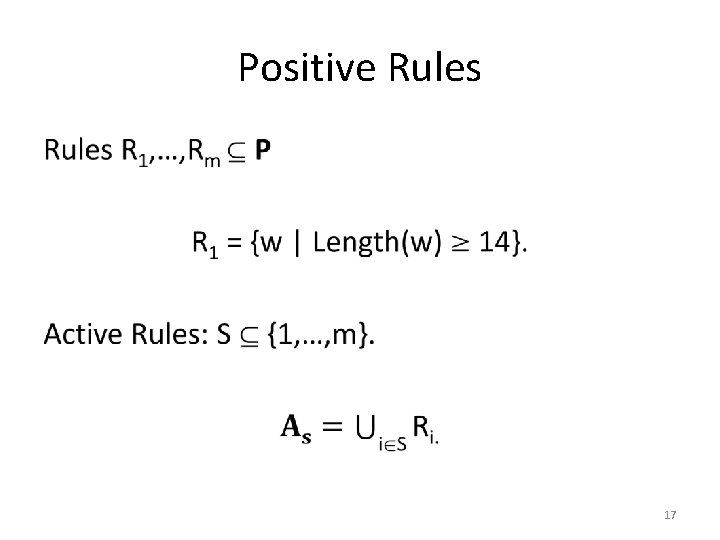 Positive Rules • 17 