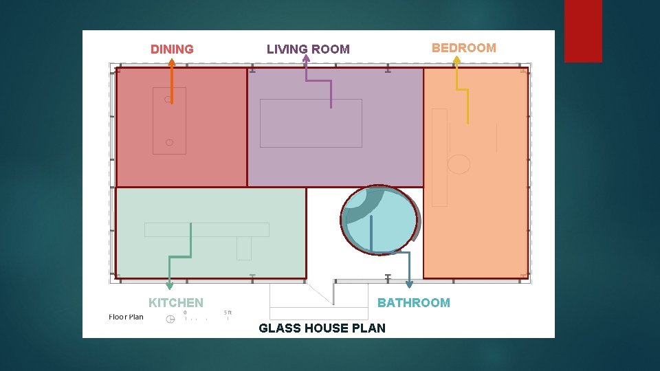 DINING KITCHEN BEDROOM LIVING ROOM BATHROOM GLASS HOUSE PLAN 