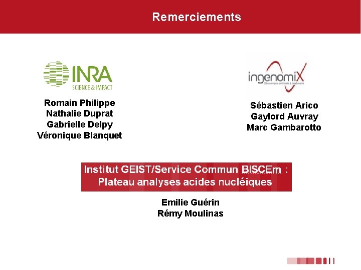 Remerciements Romain Philippe Nathalie Duprat Gabrielle Delpy Véronique Blanquet Sébastien Arico Gaylord Auvray Marc