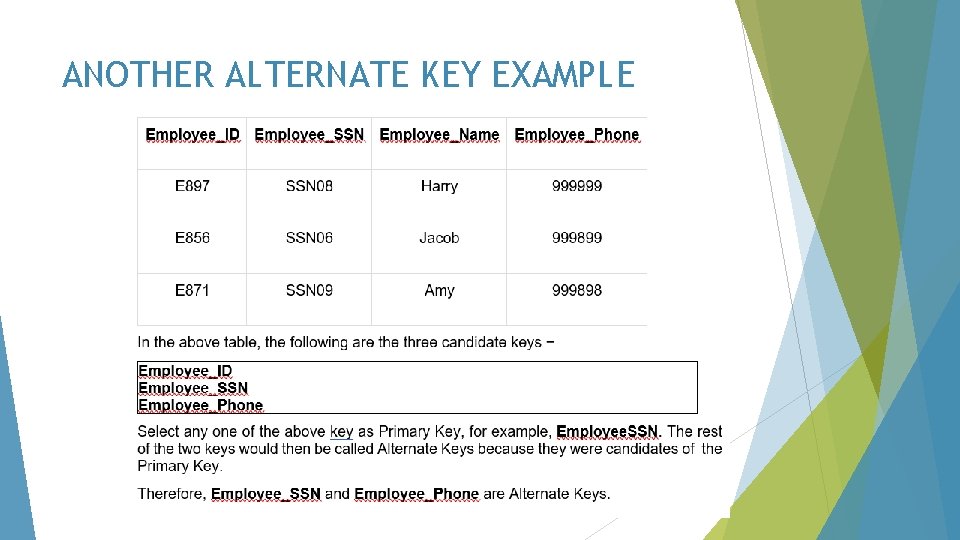 ANOTHER ALTERNATE KEY EXAMPLE 
