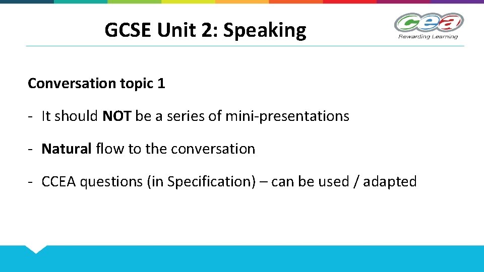 GCSE Unit 2: Speaking Conversation topic 1 - It should NOT be a series