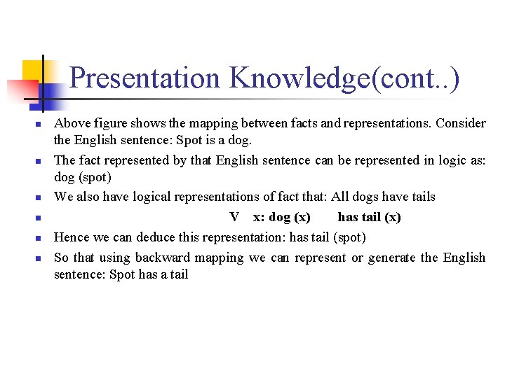 Presentation Knowledge(cont. . ) n n n Above figure shows the mapping between facts
