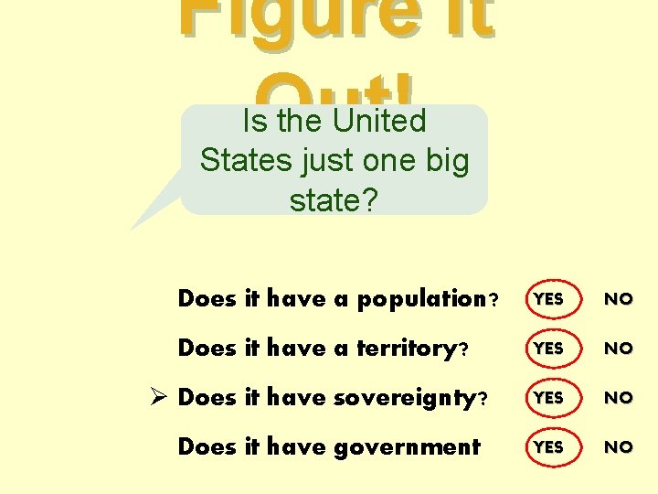 Figure It Is. Out! the United States just one big state? Ø Does it