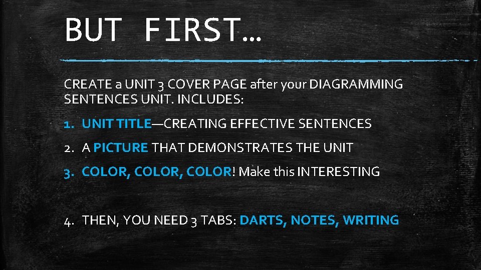 BUT FIRST… CREATE a UNIT 3 COVER PAGE after your DIAGRAMMING SENTENCES UNIT. INCLUDES: