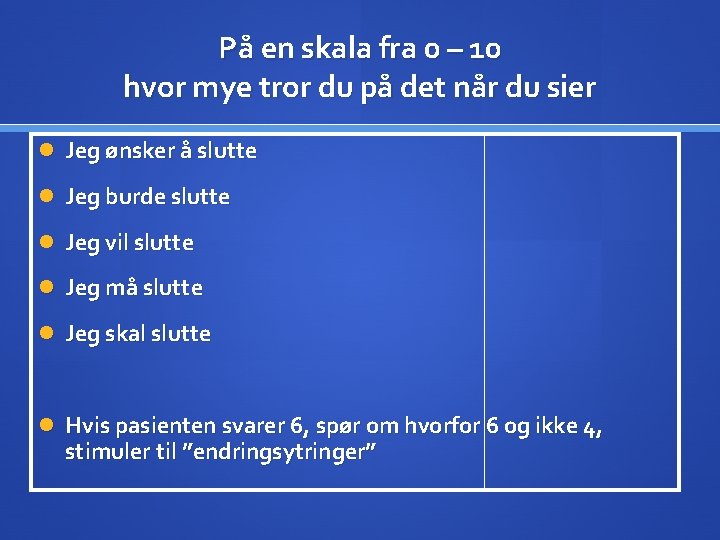 På en skala fra 0 – 10 hvor mye tror du på det når