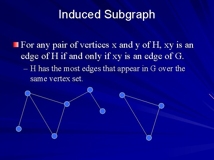 Induced Subgraph For any pair of vertices x and y of H, xy is