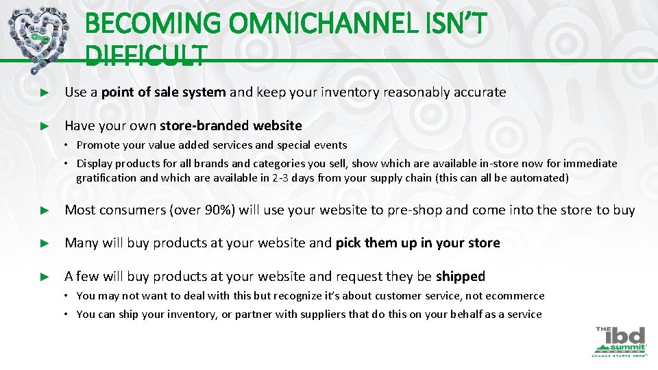 BECOMING OMNICHANNEL ISN’T DIFFICULT ► Use a point of sale system and keep your
